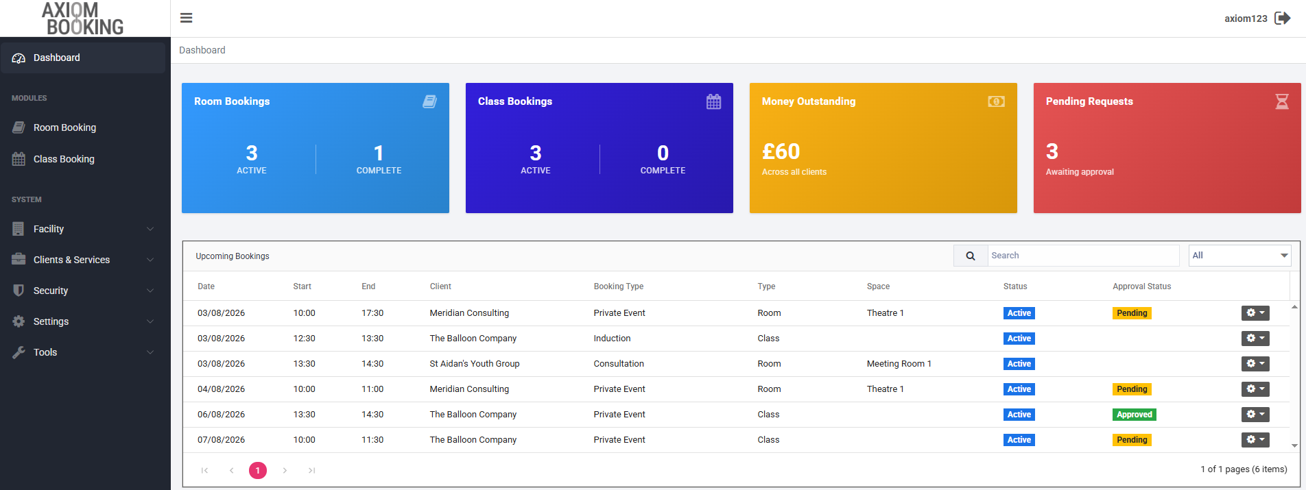 Axiom - scheduling and booking